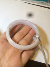 Load image into Gallery viewer, 50mm Certified Type A 100% Natural white/purple oval Jadeite Jade bangle L124-7903