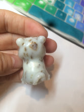 Load image into Gallery viewer, 100% Natural white beige with black/brown flying dandelions Osmanthus fragrant nephrite Jade bull doggy desk decor/worry stone HF35-4