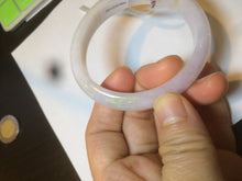 Load image into Gallery viewer, 50mm Certified Type A 100% Natural white/purple oval Jadeite Jade bangle L124-7903