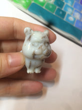 Load image into Gallery viewer, 100% Natural white beige with black/brown flying dandelions Osmanthus fragrant nephrite Jade bull doggy desk decor/worry stone HF35-4