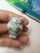 Load image into Gallery viewer, 100% Natural white beige with black/brown flying dandelions Osmanthus fragrant nephrite Jade bull doggy desk decor/worry stone HF35-4