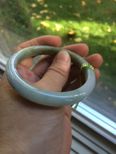 Load image into Gallery viewer, 55.1mm Certified Type A 100% Natural green/white Jadeite Jade bangle Q69-8395