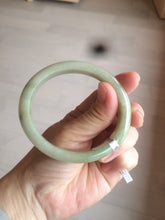 Load image into Gallery viewer, 55.4mm Certified type A 100% Natural green/yellow oval shape jadeite jade bangle AJ38-7408