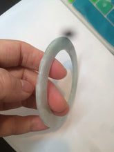 Load image into Gallery viewer, 55mm type A 100% Natural light green thin flat style Jadeite Jade bangle AQ59