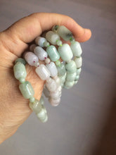 Load image into Gallery viewer, 100% natural green/white type A jadeite jade Capsule bead bracelet AM30