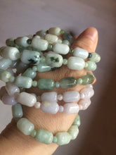 Load image into Gallery viewer, 100% natural green/white type A jadeite jade Capsule bead bracelet AM30