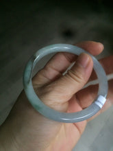 Load image into Gallery viewer, 55.4mm certified type A 100% Natural icy light purple with green floating flowers round cut Jadeite Jade bangle M80-0137