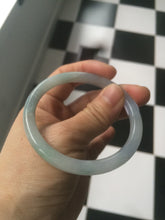 Load image into Gallery viewer, 55.4mm certified type A 100% Natural icy light purple with green floating flowers round cut Jadeite Jade bangle M80-0137