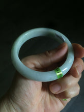 Load image into Gallery viewer, 54.6mm certified type A 100% Natural green/white Jadeite Jade bangle L129-4939