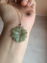 Load image into Gallery viewer, 25-26mm Type A 100Natural 3D dark green/brown/black jadeite Jade flower Pendant necklace AQ54 (add-on item)