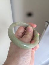 Load image into Gallery viewer, 55.4mm Certified type A 100% Natural green/yellow oval shape jadeite jade bangle AJ38-7408