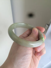 Load image into Gallery viewer, 55.4mm Certified type A 100% Natural green/yellow oval shape jadeite jade bangle AJ38-7408