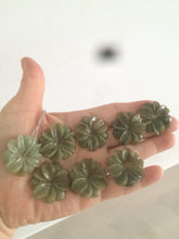 Load image into Gallery viewer, 25-26mm Type A 100Natural 3D dark green/brown/black jadeite Jade flower Pendant necklace AQ54 (add-on item)