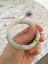 Load image into Gallery viewer, 53.4mm Certified type A 100% Natural watery green white Jadeite Jade bangle U64-4123