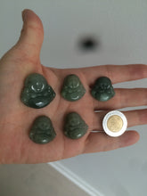 Load image into Gallery viewer, 100% Natural type A oily dark green/gray/black small happy buddha jadeite Jade pendant necklace AQ52 add on item