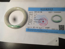 Load image into Gallery viewer, 55.7mm Certified type A 100% Natural sunny green/purple chubby round cut Jadeite bangle N83-8922