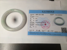 Load image into Gallery viewer, 55mm Certified type A 100% Natural sunny green/white round cut Jadeite bangle C71-6544