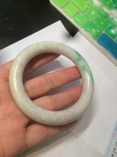 Load image into Gallery viewer, 55.7mm Certified type A 100% Natural sunny green/purple chubby round cut Jadeite bangle N83-8922