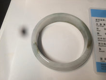Load image into Gallery viewer, 55mm Certified type A 100% Natural sunny green/white round cut Jadeite bangle C71-6544