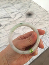 Load image into Gallery viewer, 54.6mm certified type A 100% Natural green/white Jadeite Jade bangle U61-4938
