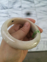 Load image into Gallery viewer, Certified 100% natural 55.8mm beige/green/pink chubby jadeite jade bangle W64-0462