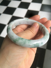 Load image into Gallery viewer, 57.5 mm Certified Type A 100% Natural green/purple with floating green flowers Jadeite Jade bangle X83-9560
