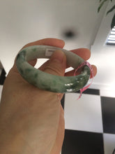 Load image into Gallery viewer, 49.5 mm 100% natural Type A green/white oval jadeite jade bangle Z39