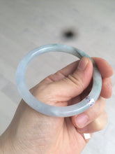 Load image into Gallery viewer, 55.4mm certified type A 100% Natural icy light purple with green floating flowers round cut Jadeite Jade bangle M80-0137