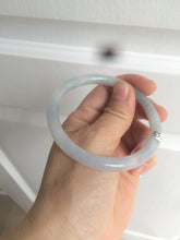 Load image into Gallery viewer, 55.4mm certified type A 100% Natural icy light purple with green floating flowers round cut Jadeite Jade bangle M80-0137