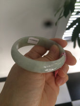Load image into Gallery viewer, 52mm Certified Type A 100% Natural light green/white oval Jadeite Jade bangle Z42-2349