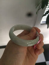 Load image into Gallery viewer, 52mm Certified Type A 100% Natural light green/white oval Jadeite Jade bangle Z42-2349
