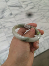 Load image into Gallery viewer, 52.5mm Certified Type A 100% Natural green/white Jadeite Jade oval bangle KS63-8403