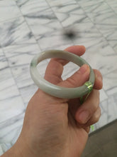 Load image into Gallery viewer, 52.5mm Certified Type A 100% Natural green/white Jadeite Jade oval bangle KS63-8403