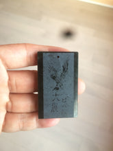 Load image into Gallery viewer, 100% natural dark green/black nephrite jade (青玉) eagle safe and sound pendant J121