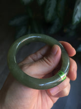 Load image into Gallery viewer, 51.3mm Certified 100% Natural oily dark green nephrite Jade bangle N80-6570