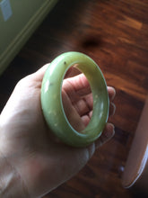 Load image into Gallery viewer, 53.1 mm 100% Natural yellow dots and green Xiu Jade (Serpentine) Chubby bangle T179