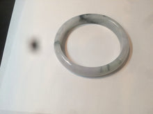 Load image into Gallery viewer, 51mm Certified Type A 100% Natural light purple/white with green floating flowers oval Jadeite Jade bangle N91-2400