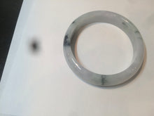 Load image into Gallery viewer, 51mm Certified Type A 100% Natural light purple/white with green floating flowers oval Jadeite Jade bangle N91-2400