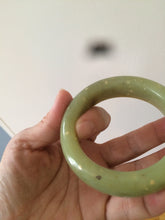 Load image into Gallery viewer, 53.1 mm 100% Natural yellow dots and green Xiu Jade (Serpentine) Chubby bangle T179