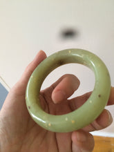 Load image into Gallery viewer, 53.1 mm 100% Natural yellow dots and green Xiu Jade (Serpentine) Chubby bangle T179
