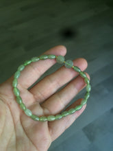Load image into Gallery viewer, 100% natural green/white Icy watery type A jadeite jade olive+ancient Chinese coin/four-leaf clover bead bracelet AS32