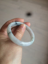 Load image into Gallery viewer, 51mm Certified Type A 100% Natural light purple/white with green floating flowers oval Jadeite Jade bangle N91-2400