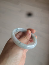 Load image into Gallery viewer, 51mm Certified Type A 100% Natural light purple/white with green floating flowers oval Jadeite Jade bangle N91-2400