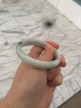 Load image into Gallery viewer, 52.2mm Certified Type A 100% Natural green/white Jadeite Jade oval bangle R69-0730