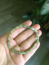 Load image into Gallery viewer, 100% natural green/white Icy watery type A jadeite jade olive+ancient Chinese coin/four-leaf clover bead bracelet AS32