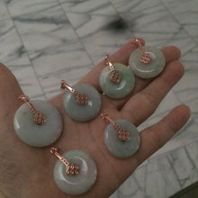 Load image into Gallery viewer, 24.7-29.8mm Type A 100% Natural green/white (green floating flower) Jadeite Jade Safety Guardian Button donut Pendant group AC24