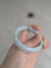 Load image into Gallery viewer, 51mm Certified Type A 100% Natural light purple/white with green floating flowers oval Jadeite Jade bangle N91-2400