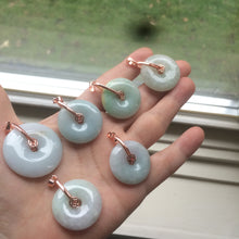 Load image into Gallery viewer, 24.7-29.8mm Type A 100% Natural green/white (green floating flower) Jadeite Jade Safety Guardian Button donut Pendant group AC24