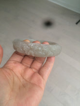 Load image into Gallery viewer, 63.6mm 100% natural light pale pink/gray Quartzite (Shetaicui jade) Phoenix and Peony bangle XY8