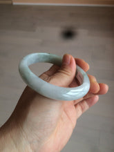 Load image into Gallery viewer, 57mm Certificated Type A 100% Natural green/white oval jadeite jade bangle D89-7164